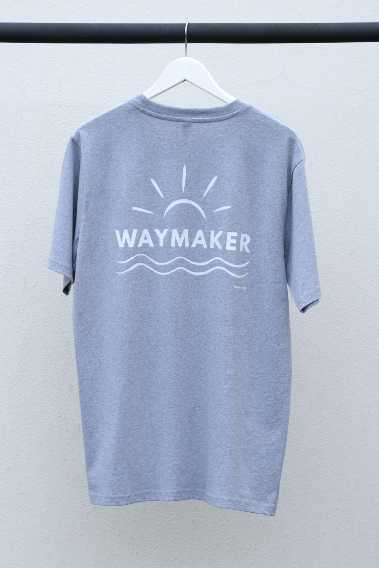 Waymaker Oversized Heavyweight Unisex T-Shirt Christian t-shirt, hanger view | Face of Faith faith apparel