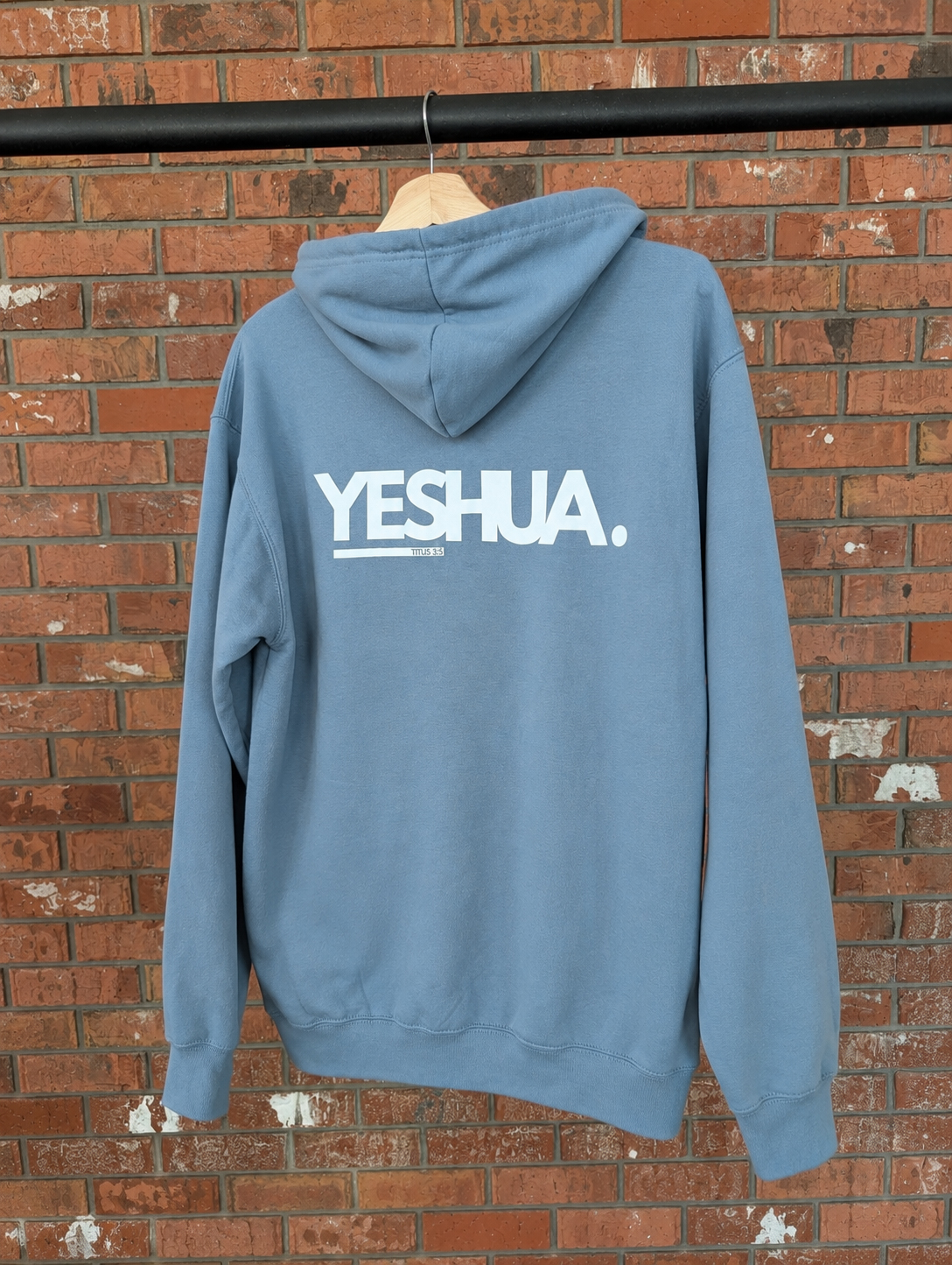 Yeshua Unisex Hoodie Christian hoodie, back print detail | Face of Faith faith apparel
