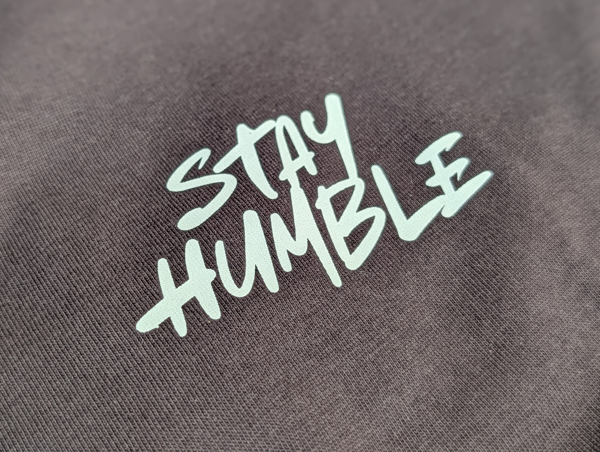 Stay Humble Unisex T-Shirt Christian t-shirt, close-up print detail | Face of Faith faith apparel