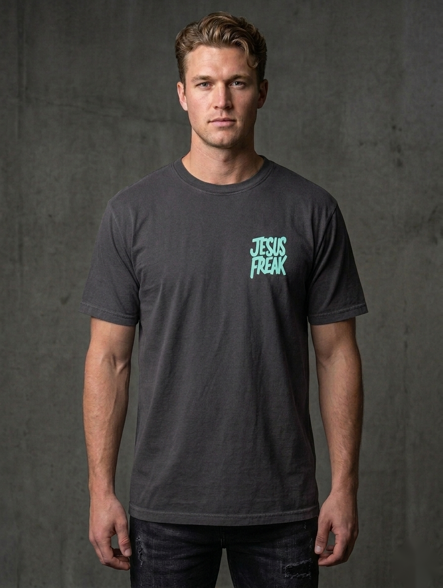 Jesus Freak T-Shirt Christian t-shirt, on model | Face of Faith faith apparel
