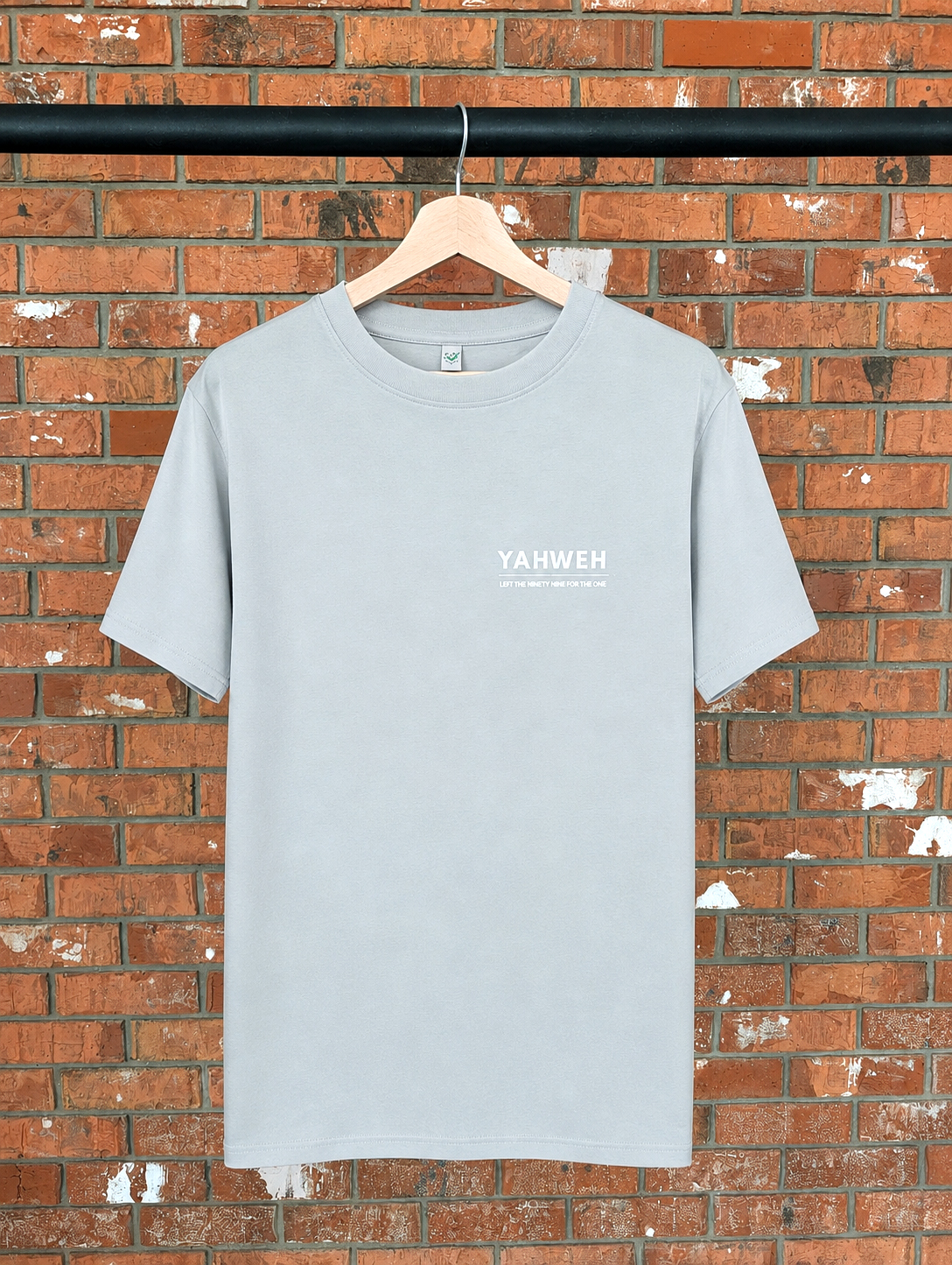 Yahweh Left The Ninety-Nine For The One T-Shirt Christian t-shirt, hanger view | Face of Faith faith apparel