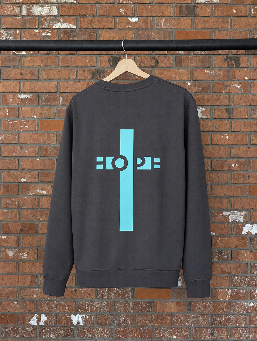 Hope Jumper Christian hoodie, back print detail | Face of Faith faith apparel