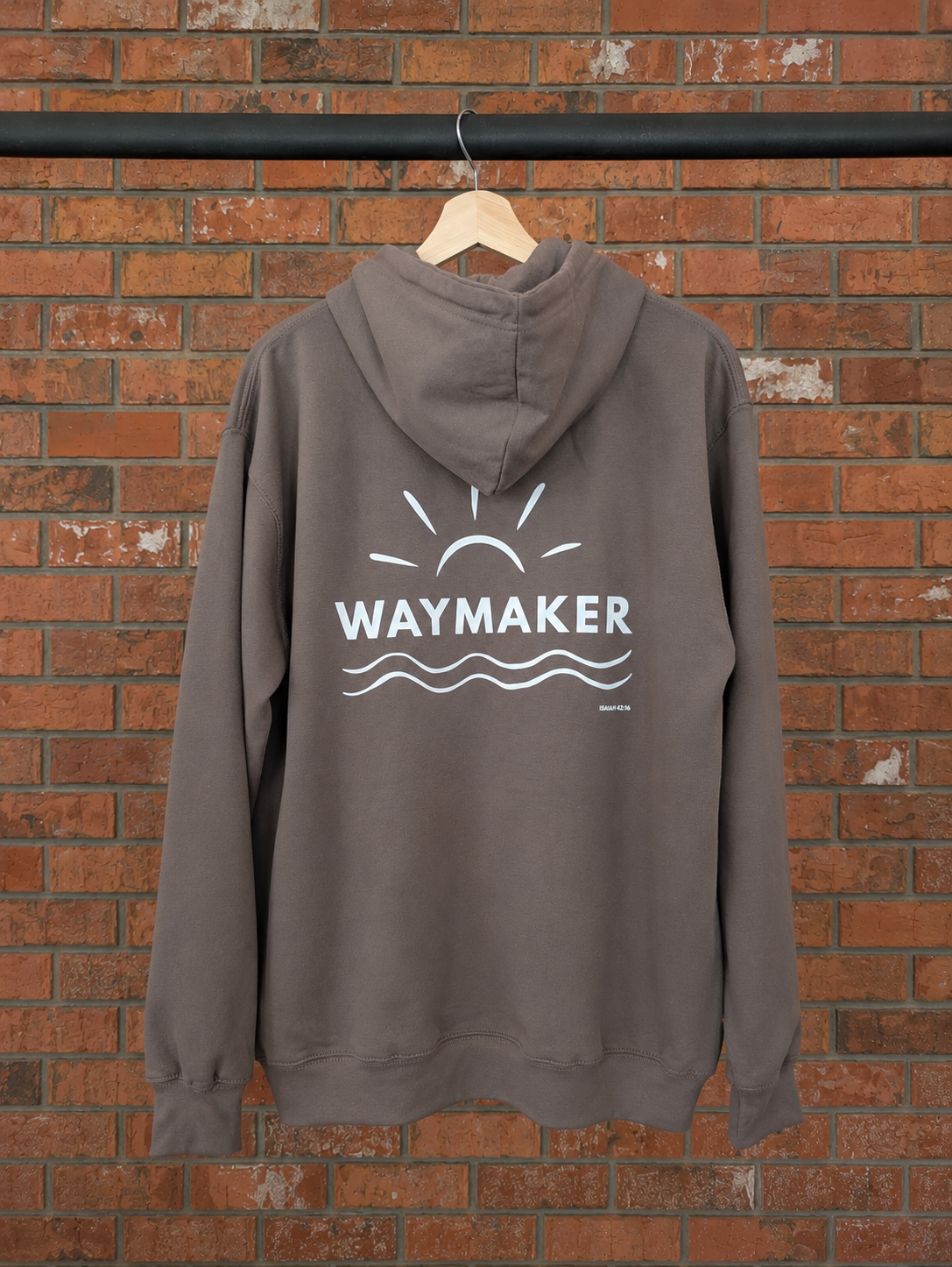 Waymaker Unisex Hoodie Christian hoodie, back print detail | Face of Faith faith apparel