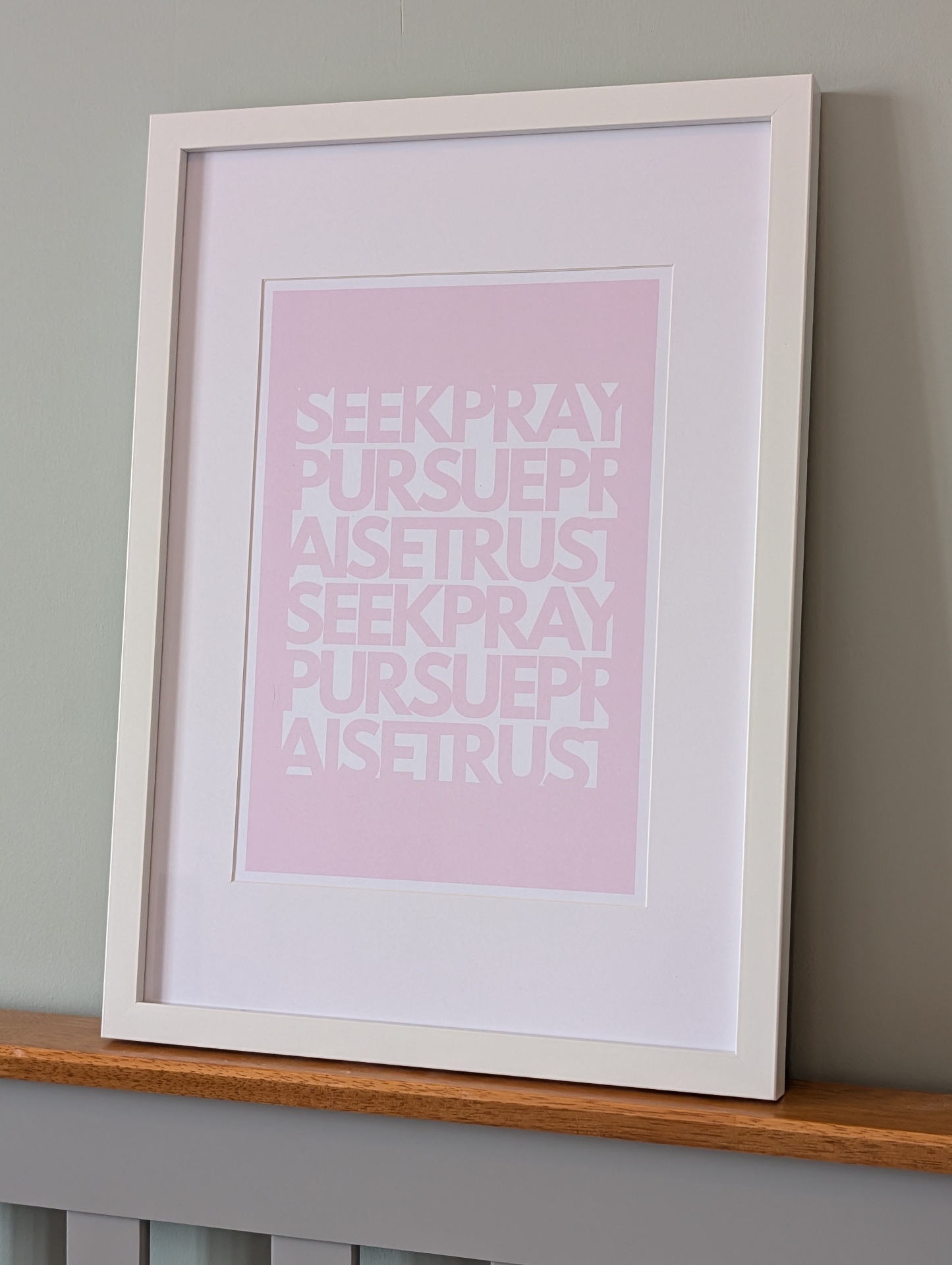 Seek Pray Pursue Praise Trust Print Christian t-shirt, view 1 | Face of Faith faith apparel