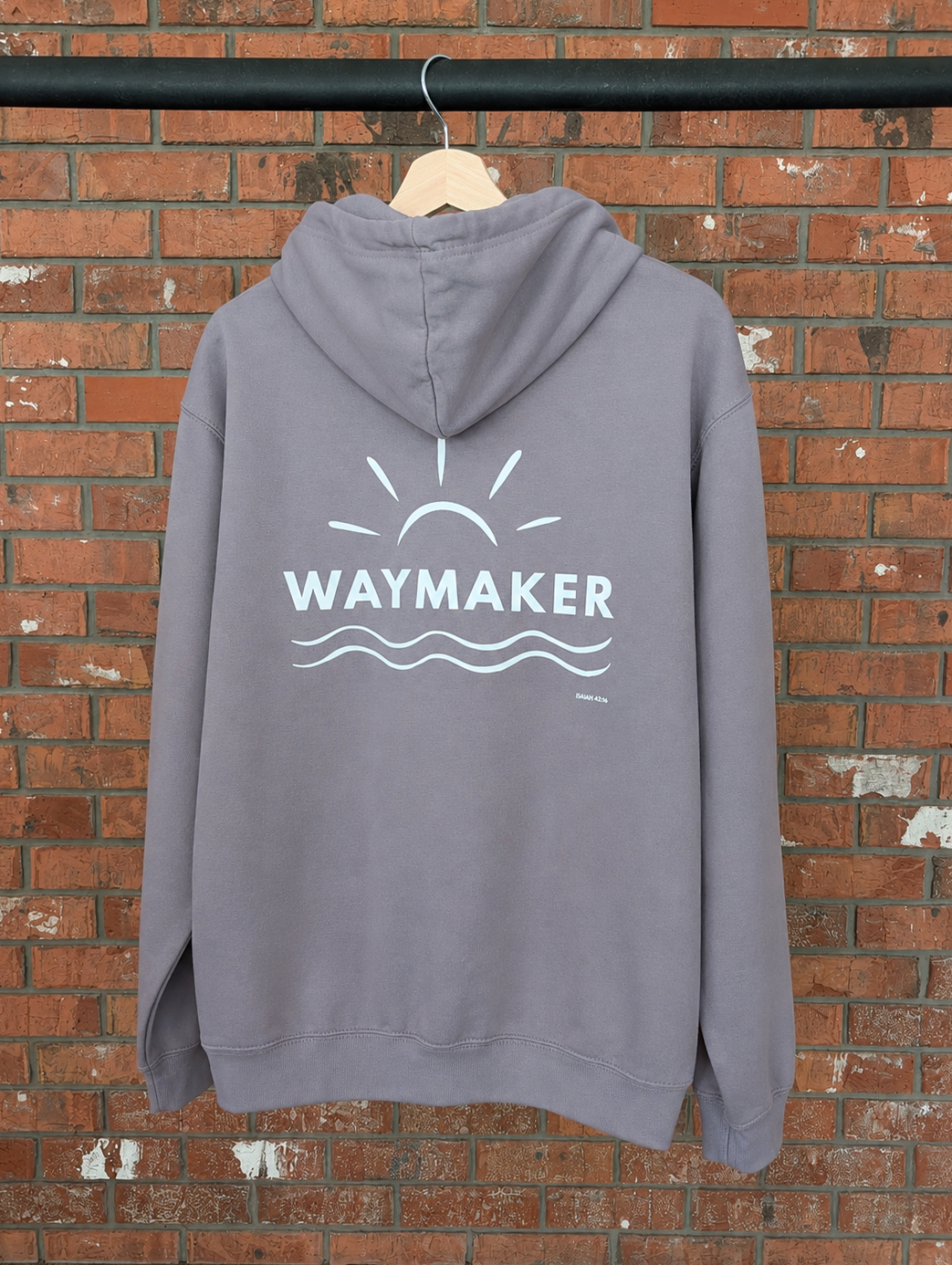 Waymaker Unisex Hoodie Christian hoodie, back print detail | Face of Faith faith apparel