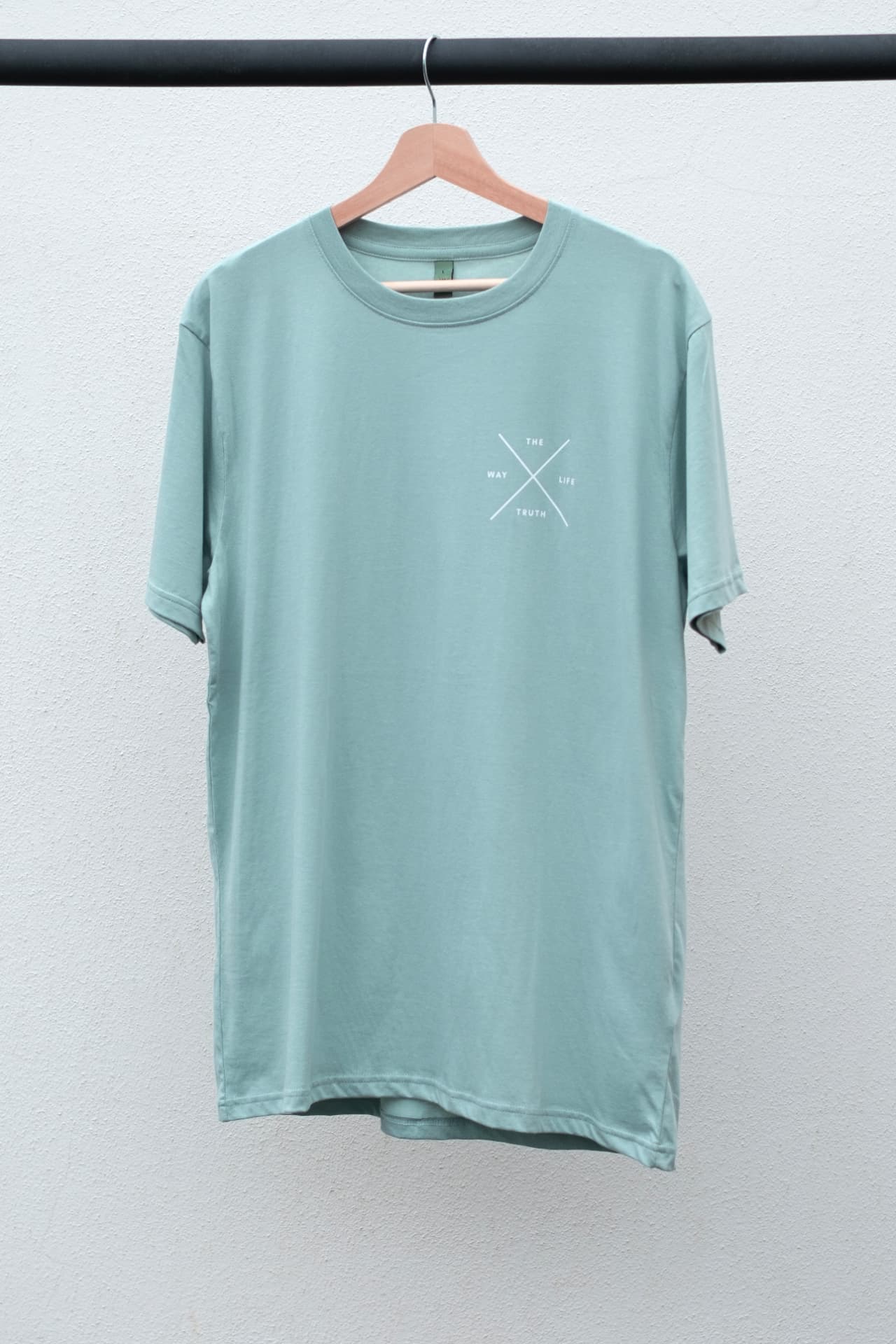 The Way, The Truth, The Life T-Shirt Christian t-shirt, hanger view | Face of Faith faith apparel