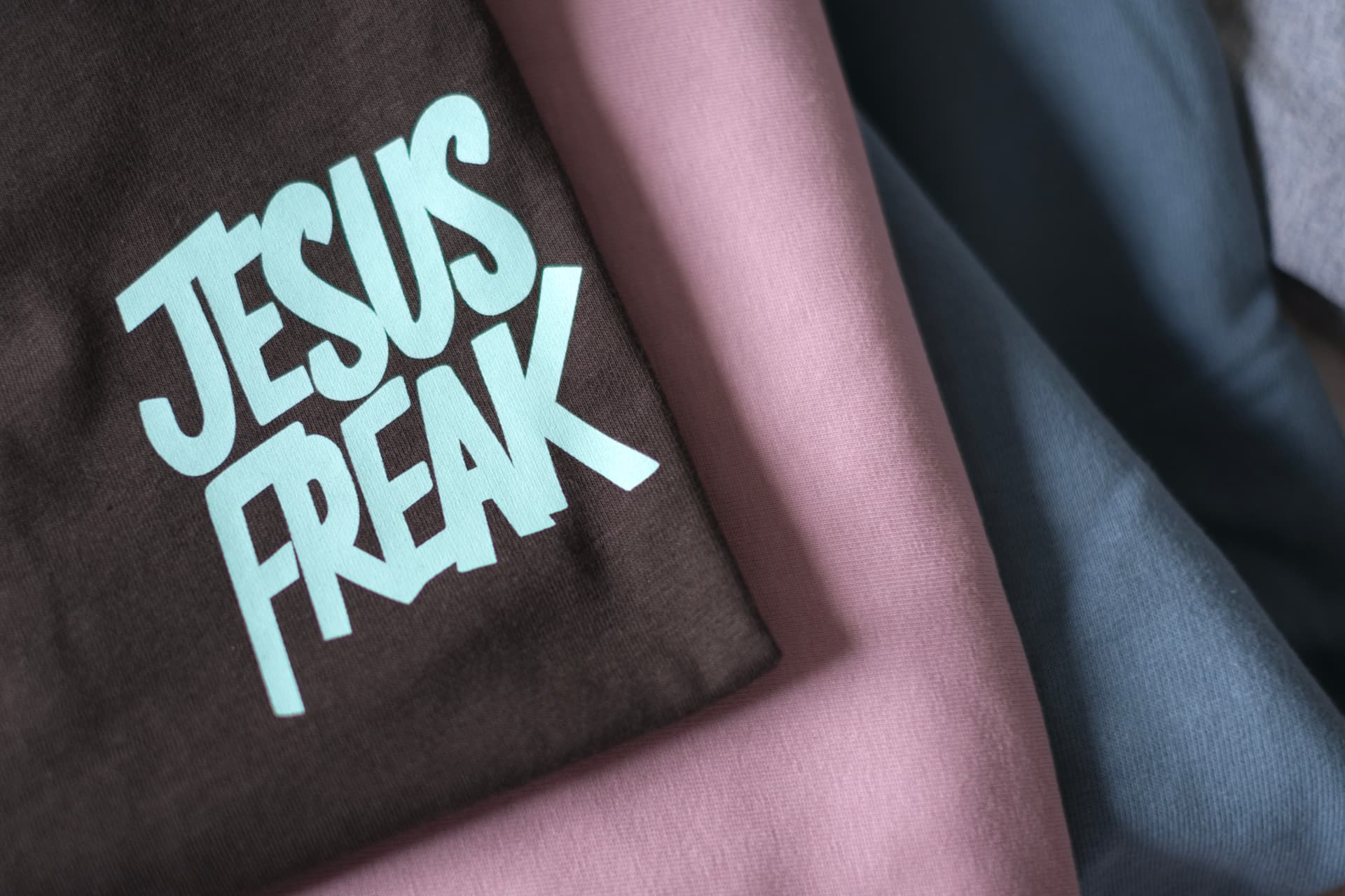 Jesus Freak T-Shirt close up, Christian clothing from Face of Faith