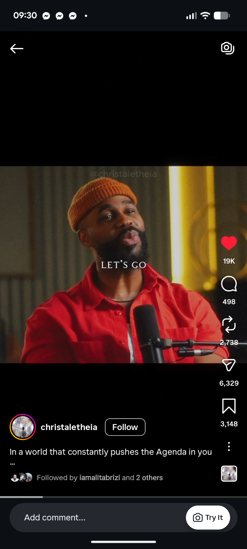 Instagram Reel, In a world pushing agenda