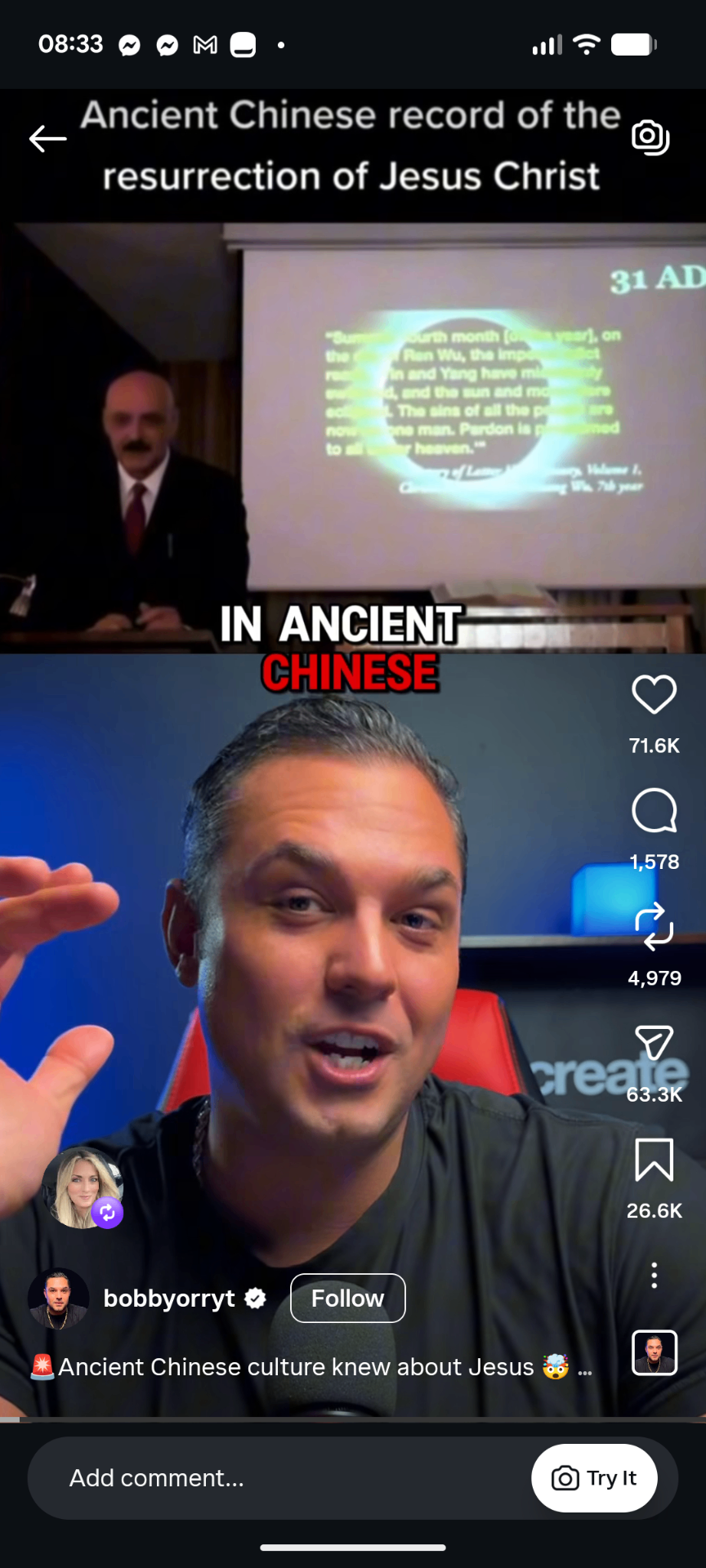Instagram Reel, Ancient Chinese culture knew about Jesus