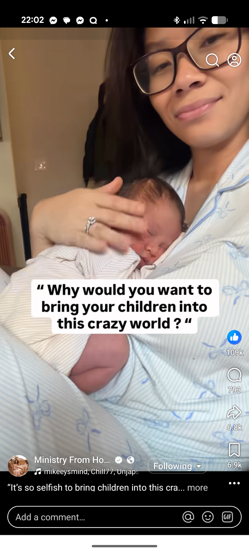 Why would I bring a baby into this world?, Why would I bring a baby into this world?