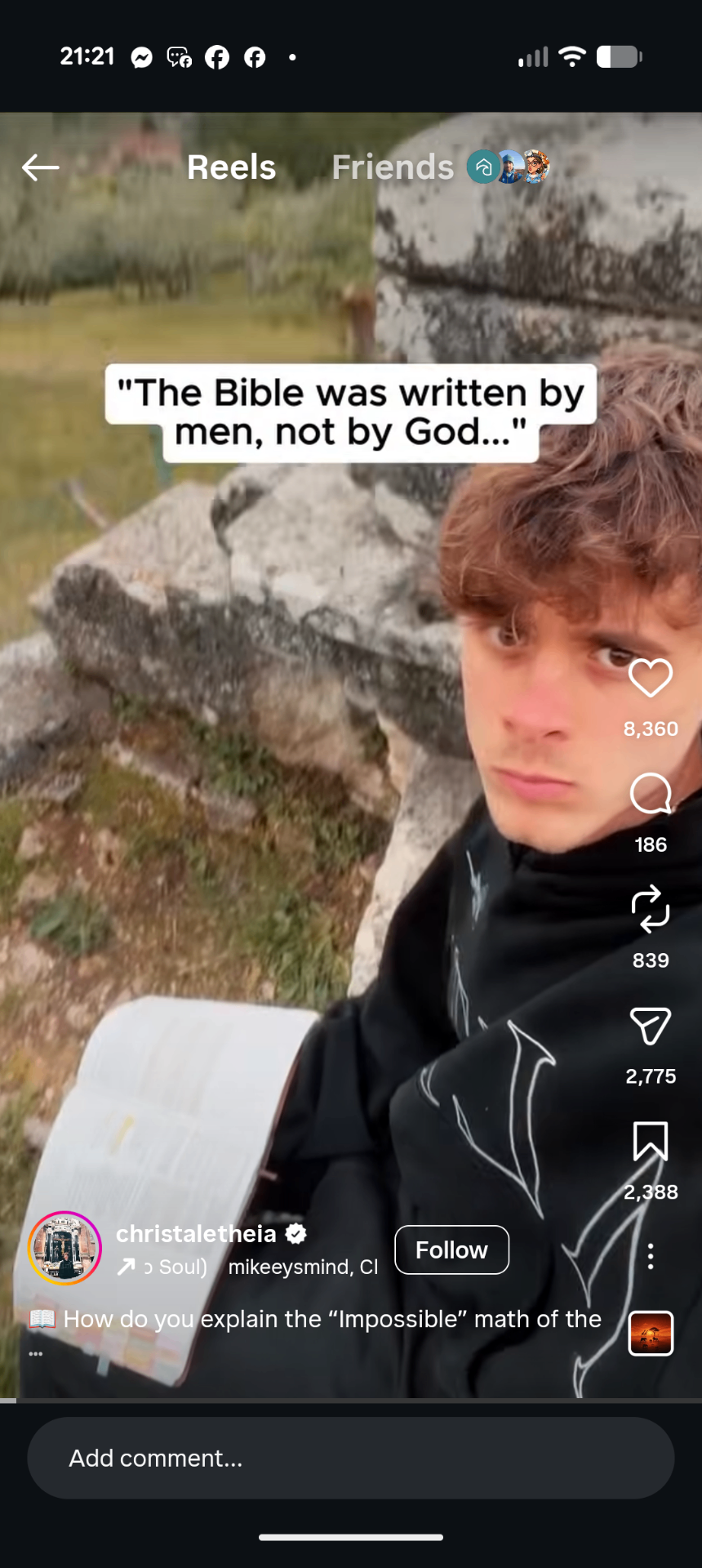 Instagram Reel, The Bible was written by men...