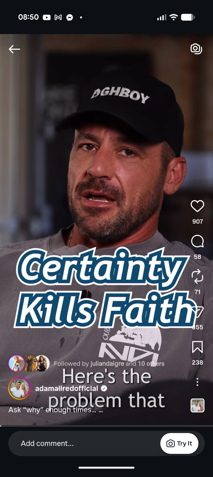 Certainty kills faith, Certainty kills faith