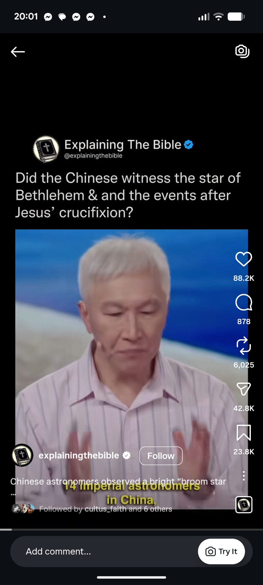 Instagram Reel, Did the Chinese realise the star of Bethlehem?