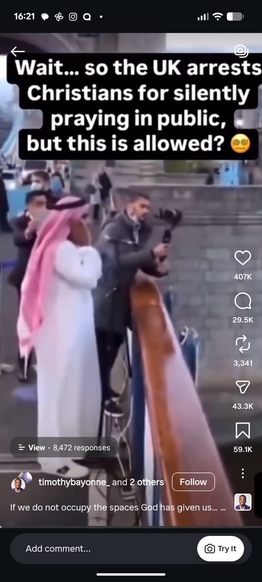 Instagram Reel, If Christianity isn't allowed to occupy the space