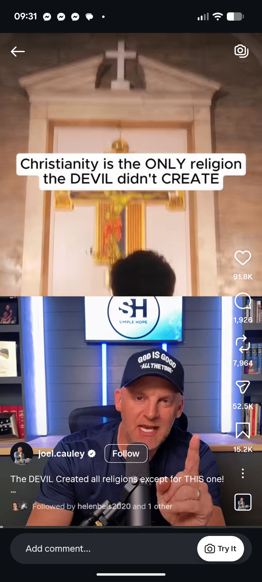 Instagram Reel, The devil created all religions but one
