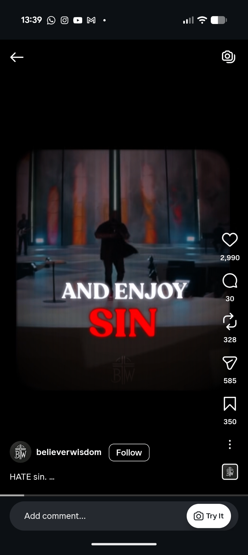 Instagram Reel, Hate sin!