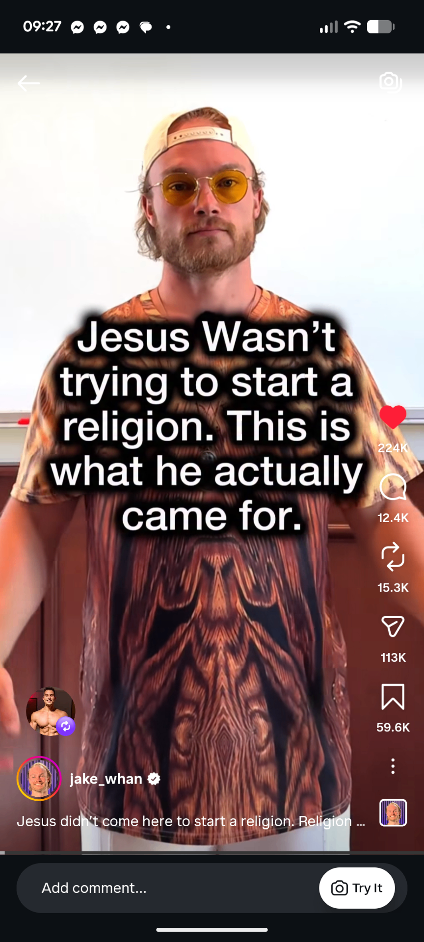 Instagram Reel, Jesus did not come to start religion