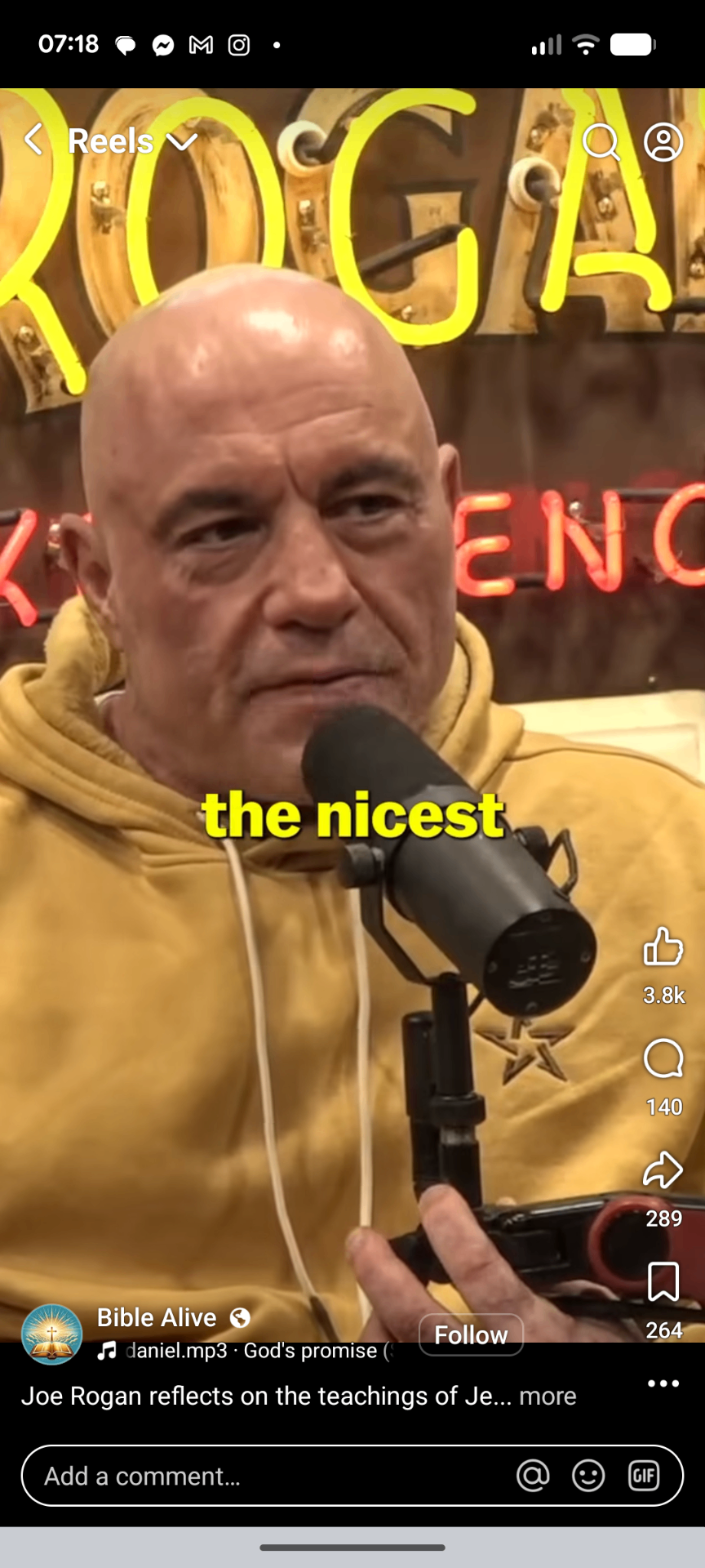 Facebook Reel, Joe Rogan reflects on the teachings of Christ