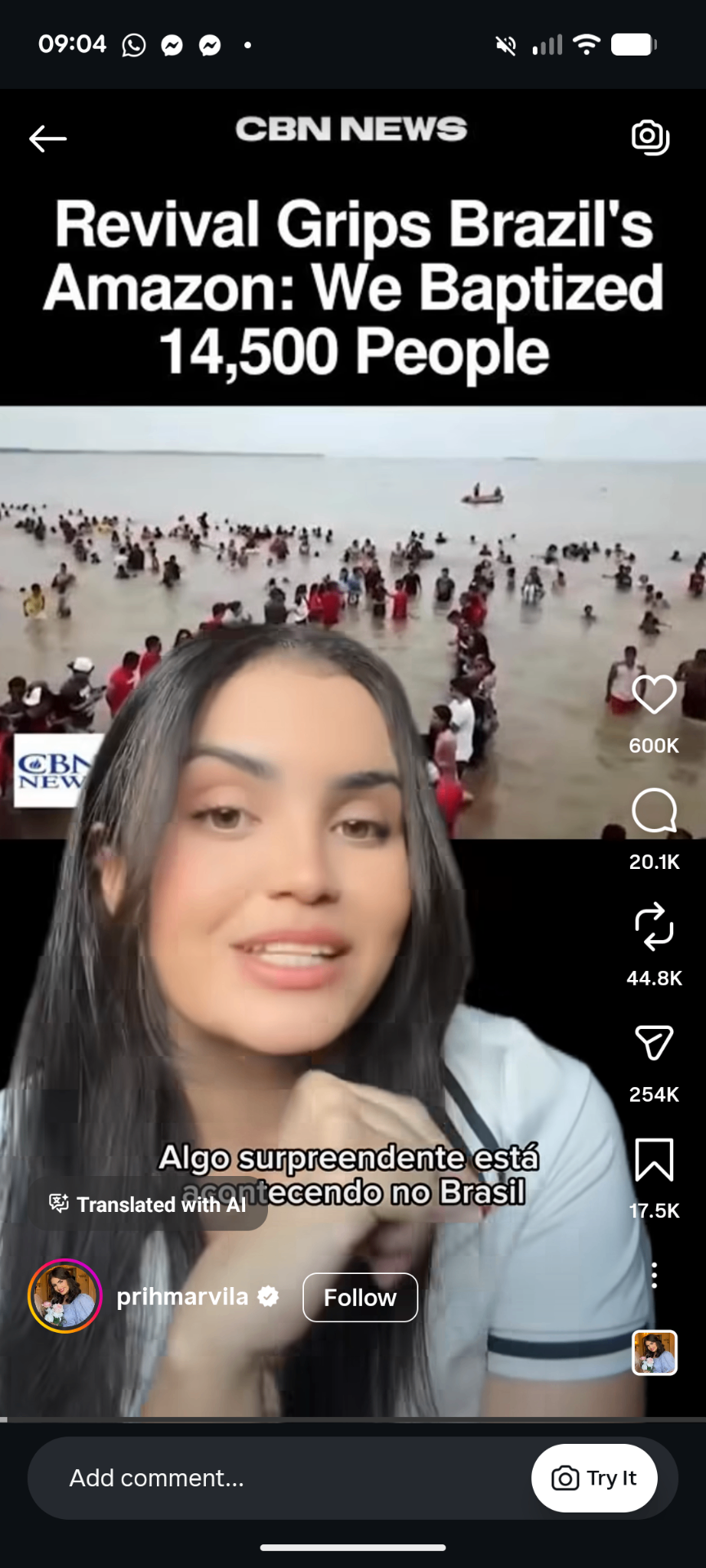 Instagram Reel, Mass baptisms in Brazil