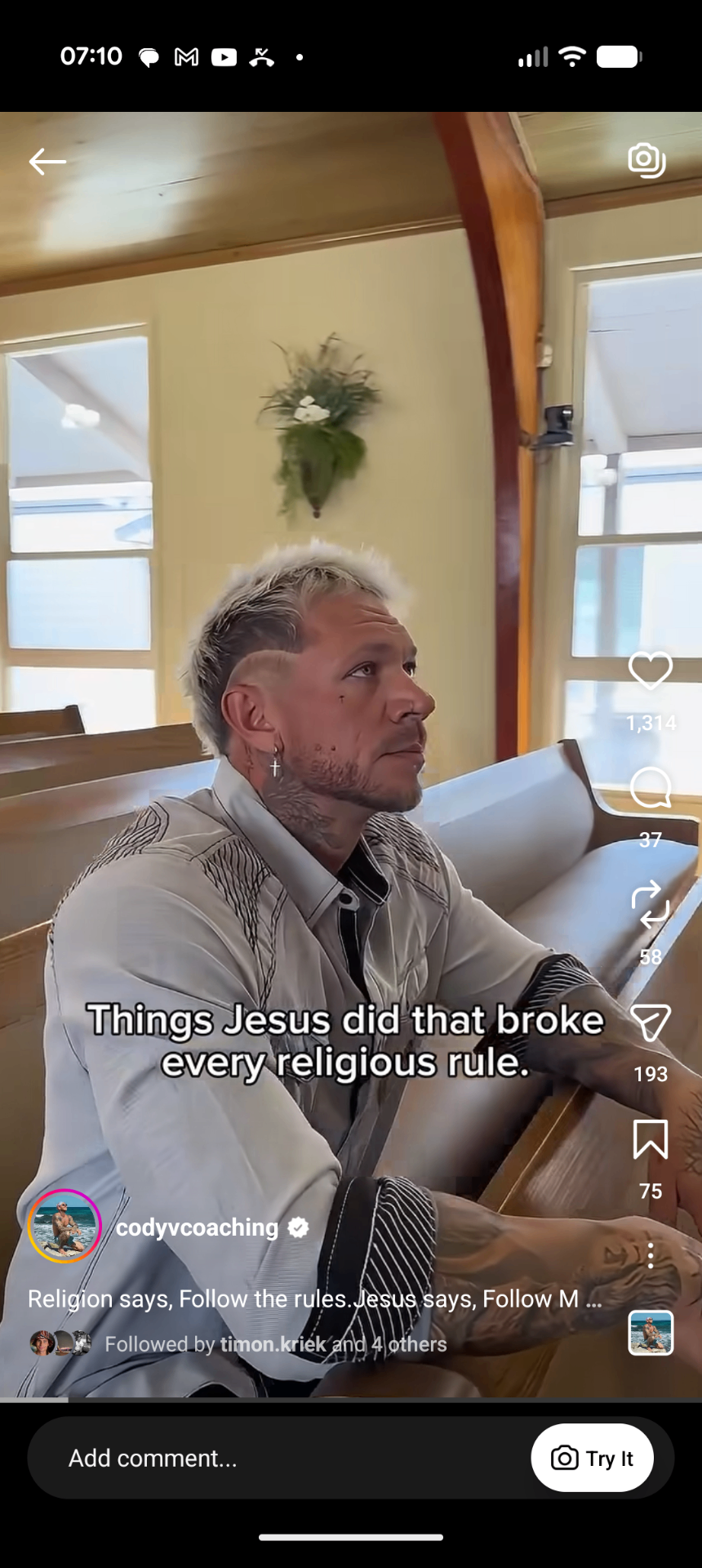 Religion tells you to follow rules, Jesus tells you to follow him, Religion tells you to follow rules, Jesus tells you to follow him