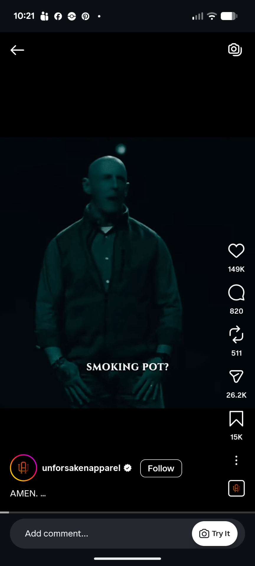 Instagram Reel, Do I have to give up smoking pot?