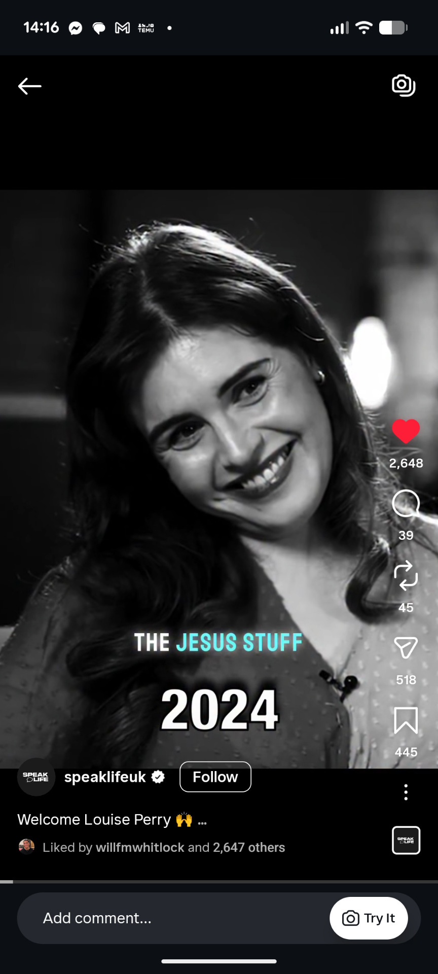 Instagram Reel, Welcome Louise Perry
